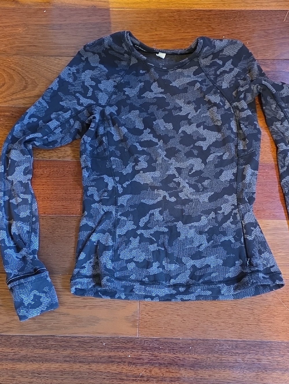 Lululemon Athletica Long Sleeve Camouflage Athletic Top - Black & Gray